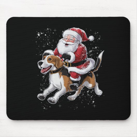 Funny Santa Claus Riding Beagle Weihnachten Weihna Mousepad (Vorne)