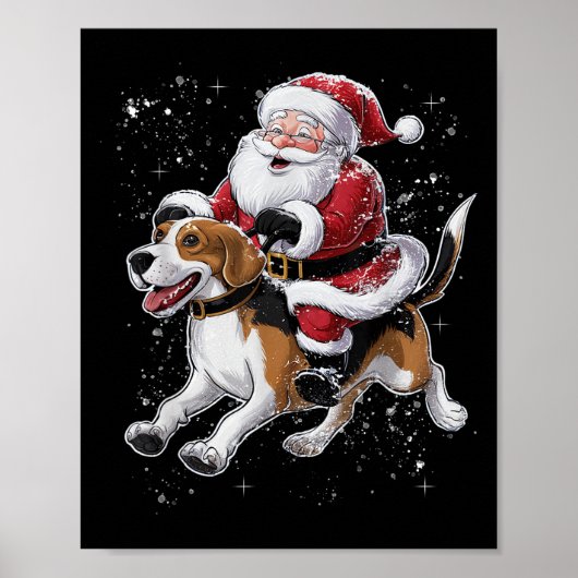 Funny Santa Claus Riding Beagle Weihnachten Weihna Poster (Vorne)