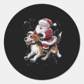 Funny Santa Claus Riding Beagle Weihnachten Weihna Runder Aufkleber (Vorderseite)