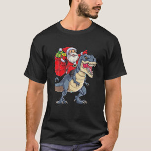 Funny Santa Claus Riding Dinosaur T Rex Boys Kinde T-Shirt