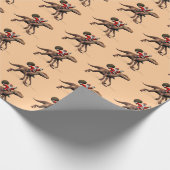 Funny Santa Claus Riding on Deinonychus Dinosaur Geschenkpapier (Ecke)