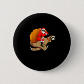 Funny Santa Claus Riding Sloth Christmas Boys Men Button (Vorderseite)