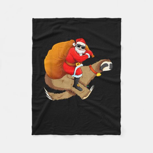 Funny Santa Claus Riding Sloth Christmas Boys Men Fleecedecke (Vorderseite)