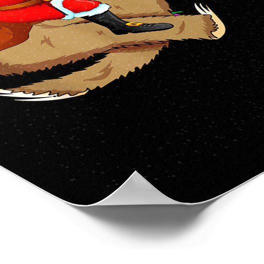 Funny Santa Claus Riding Sloth Christmas Boys Men  Poster (Ecke)