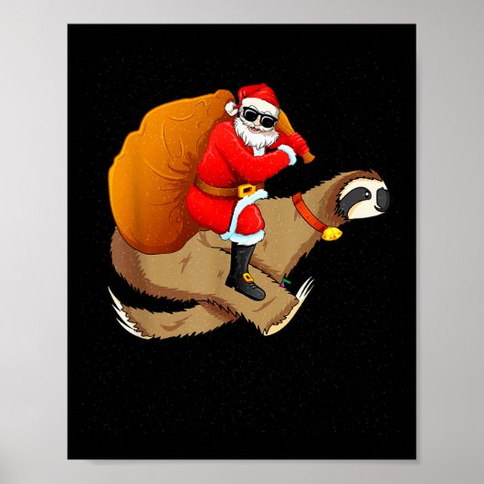 Funny Santa Claus Riding Sloth Christmas Boys Men Poster (Vorne)