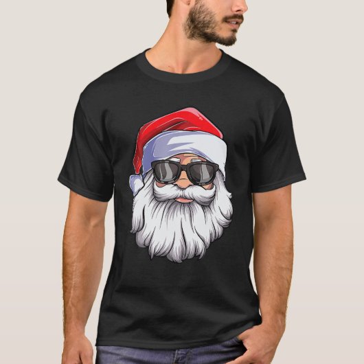 Funny Santa Claus sieht Sonnenbrille mit Hutbart T-Shirt (Vorderseite)