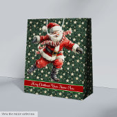 Funny Santa Claus Skaten Holiday Geschenktasche Mittlere Geschenktüte