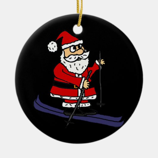 Funny Santa Claus Skifahren Weihnachten Keramik Ornament (Vorne)
