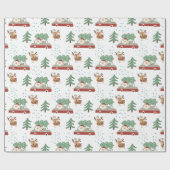 Funny Santa Claus Snowy Forrest Weihnachten Geschenkpapier (Flach)