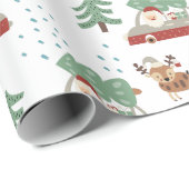 Funny Santa Claus Snowy Forrest Weihnachten Geschenkpapier (Rolleneckpunkt)