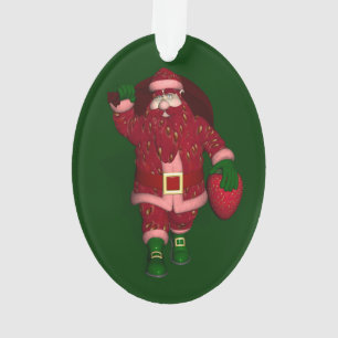 Funny Santa Claus Strawberry Bauer Ornament