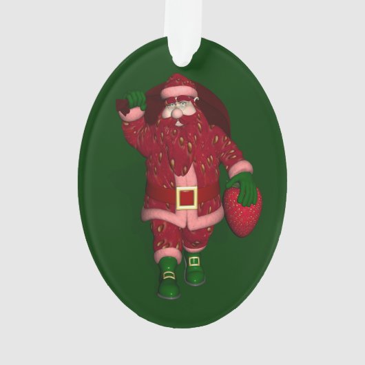 Funny Santa Claus Strawberry Bauer Ornament (Rückseite)
