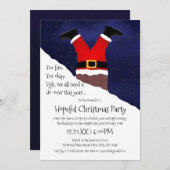 Funny Santa Claus Stuck Chimney Hoffentlich Weihna Einladung (Vorne/Hinten)