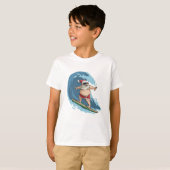 Funny Santa Claus Surfing Weihnachts-Shirt T-Shirt (Vorne ganz)