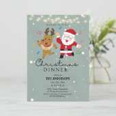 Funny Santa Claus Tanz Weihnachts-Abendessen Einladung (Stehend Vorderseite)