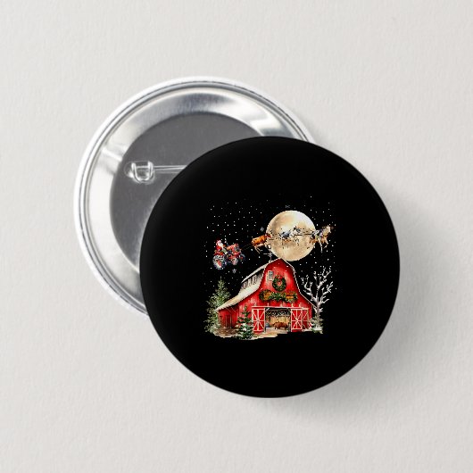 Funny Santa Claus Tractor Cows Farm Farmer Christm Button (Vorne & Hinten)