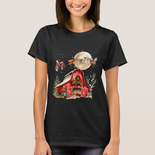 Funny Santa Claus Tractor Cows Farm Farmer Christm T-Shirt (Vorderseite)