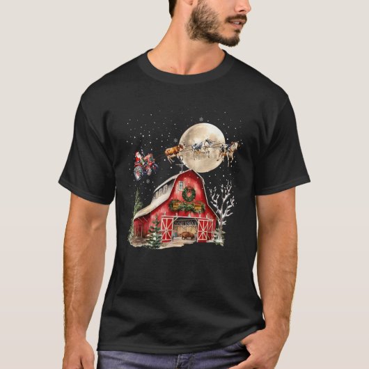 Funny Santa Claus Tractor Kühe Farm Bauer Christm T-Shirt (Vorderseite)
