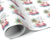 Funny Santa Claus Tropical Beach Weihnachten Geschenkpapier (Rolleneckpunkt)