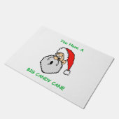 Funny Santa Claus überrascht Big Candy Cane Fußmatte (Schrägansicht)
