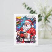 Funny Santa Claus Video Games Illustration Postkarte (Stehend Vorderseite)
