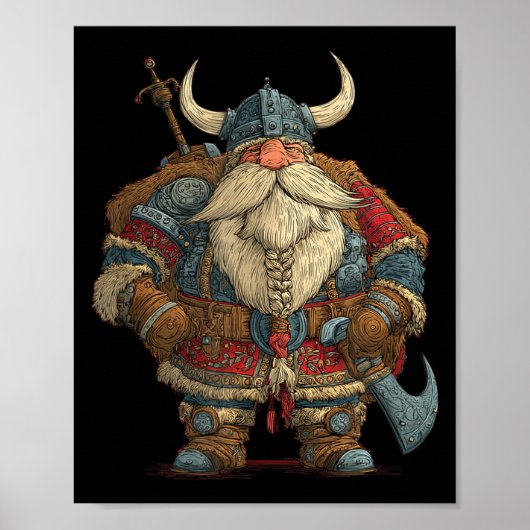 Funny Santa Claus Viking Costume For Boys And Girl Poster (Vorne)