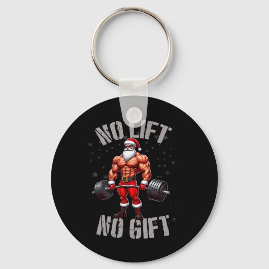 Funny Santa Claus Weightlift kein Lift kein Gesche Schlüsselanhänger (Vorderseite)