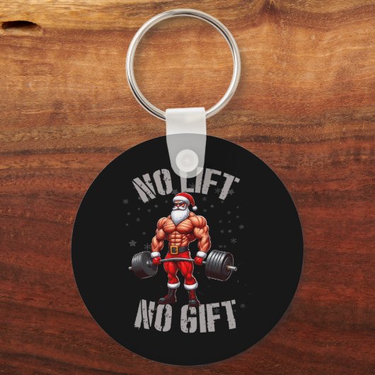 Funny Santa Claus Weightlift kein Lift kein Gesche Schlüsselanhänger (Vorderseite)