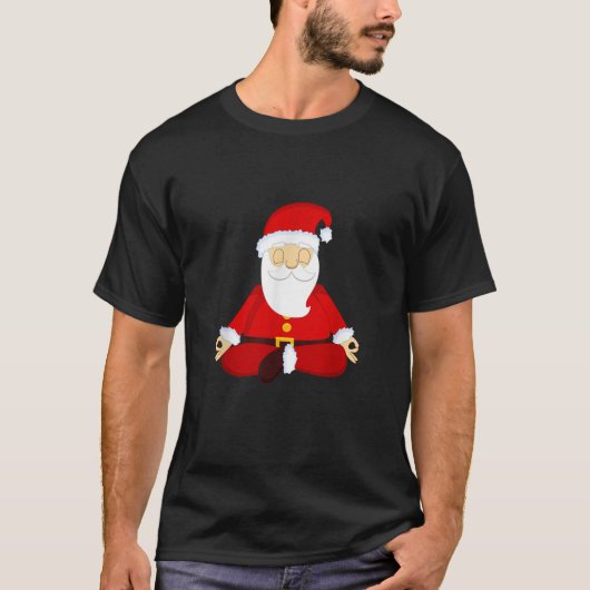 Funny Santa Claus Weihnachten Yoga Lotus Pose T-Shirt (Vorderseite)
