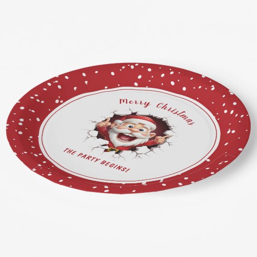 Funny Santa Claus Weihnachts-Party Red White Pappteller (Schrägansicht)