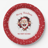 Funny Santa Claus Weihnachts-Party Red White Pappteller (Vorderseite)