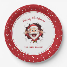 Funny Santa Claus Weihnachts-Party Red White Pappteller