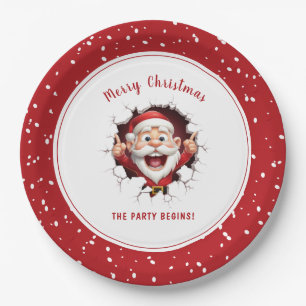 Funny Santa Claus Weihnachts-Party Red White Pappteller