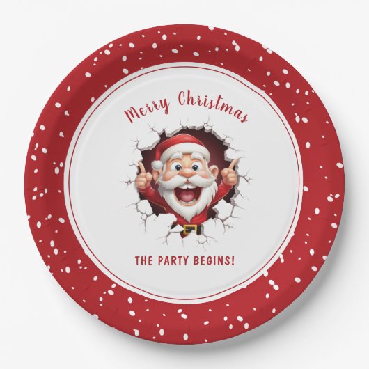 Funny Santa Claus Weihnachts-Party Red White Pappteller (Vorderseite)