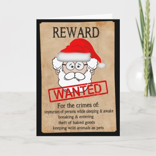 Funny Santa Claus Wollte Poster Feiertagskarte (Vorderseite)