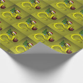 Funny Santa Claus Yellow Dragon Geschenkpapier (Ecke)