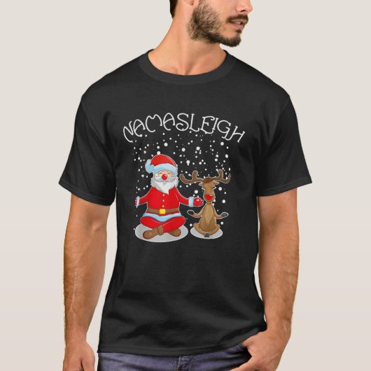 Funny Santa Claus Yoga Namasleigh Weihnachten Yoga T-Shirt (Vorderseite)