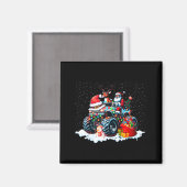 Funny Santa Clause Riding Monster Red Truck Xmas T Magnet (Vorderseite/Rückseite)