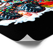 Funny Santa Clause Riding Monster Red Truck Xmas T Poster (Ecke)