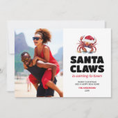 Funny Santa Claws Weihnachts-Foto Feiertagskarte (Vorderseite)