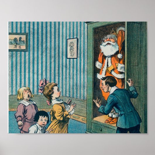 Funny Santa Clubs Vintager Kunstferien Poster (Vorne)