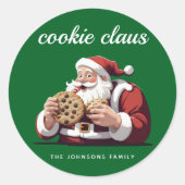 Funny Santa Cookie Claus Festive Runder Aufkleber (Vorderseite)