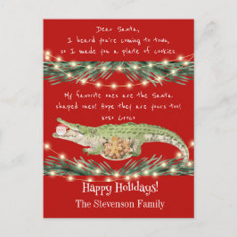 Funny Santa Cookies Red Festive Gator Feiertagspostkarte