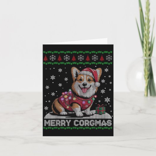 Funny Santa Corgi Dog Merry Corgmas Ugly Sweater C Karte (Vorderseite)