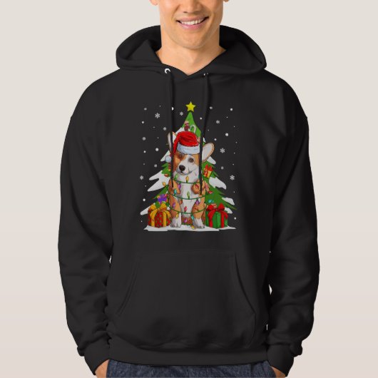 Funny Santa Corgi Dog Weihnachtsbaum Geschenke Wei Hoodie (Vorderseite)