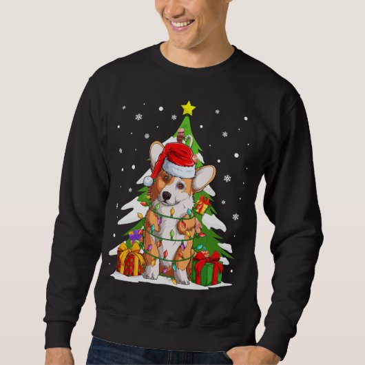 Funny Santa Corgi Dog Weihnachtsbaum Geschenke Wei Sweatshirt (Vorderseite)