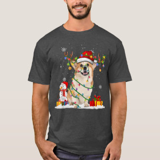 Funny Santa Corgi Reindeer Fairy Light Merry Chris T-Shirt