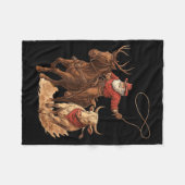 Funny Santa Cowboy Rodeo Reindeer Western Horse Ro Fleecedecke (Vorderseite (Horizontal))