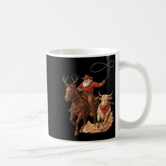 Funny Santa Cowboy Rodeo Reindeer Western Horse Ro Kaffeetasse (Rechts)