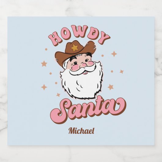 Funny Santa Cowboy Texas Weihnachten Bierflaschenetikett (Einzelnes Label)